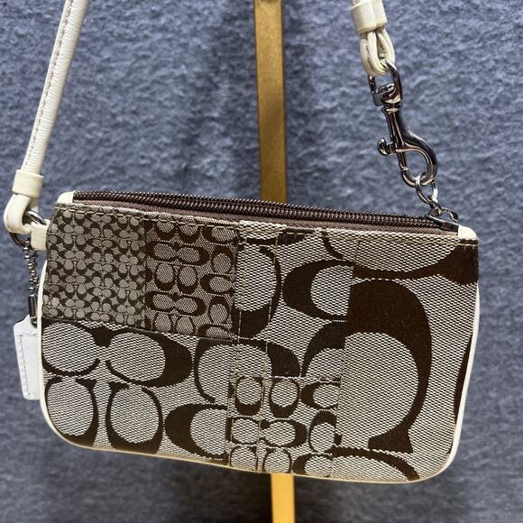 Coach Monogram Wristlet Mini Bag Brown - Picture 9 of 14